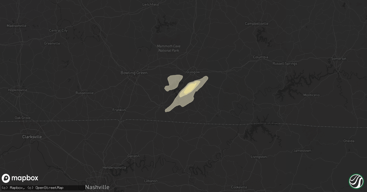 Hail map in Austin, KY on July 5, 2024