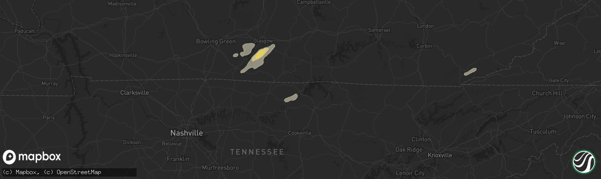 Hail map in Celina, TN on July 5, 2024