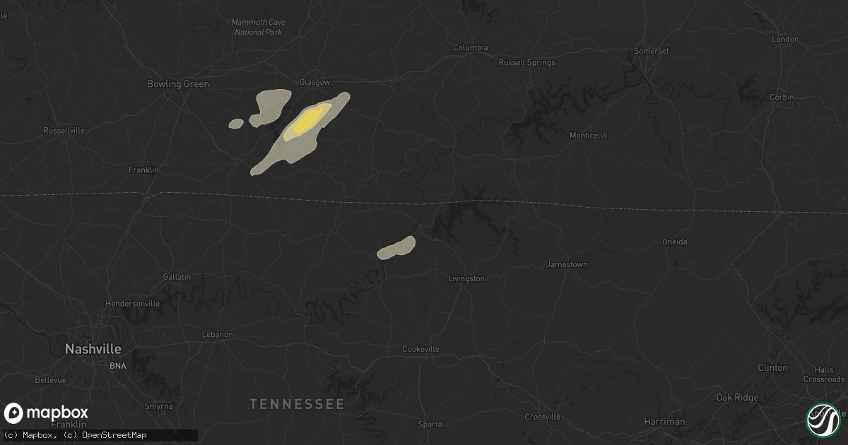 Hail map in Celina, TN on July 5, 2024