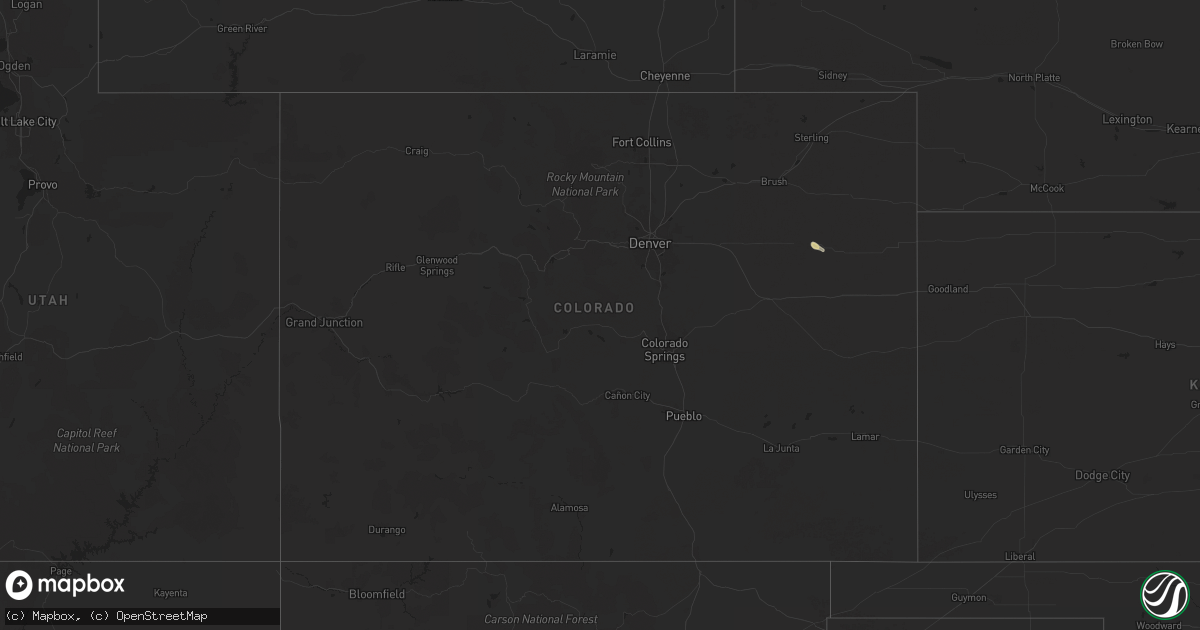 Hail map in Colorado on July 5, 2024