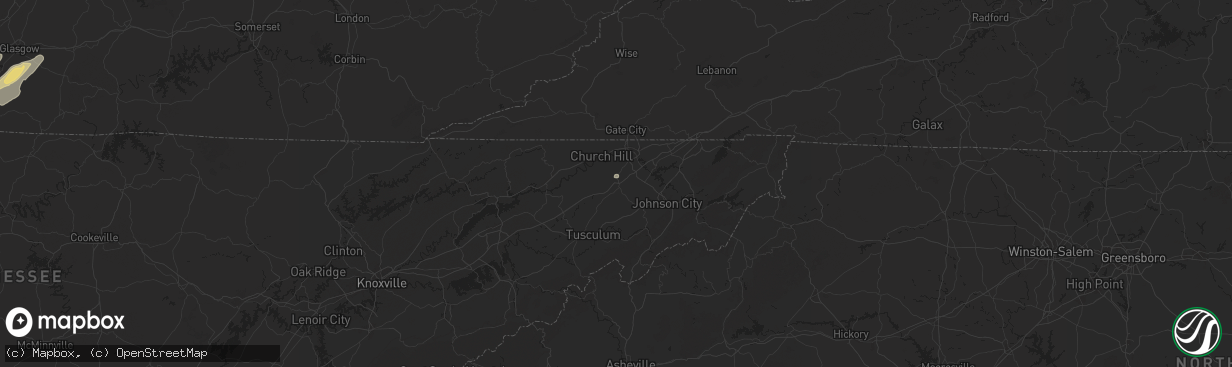 Hail map in Fall Branch, TN on July 5, 2024