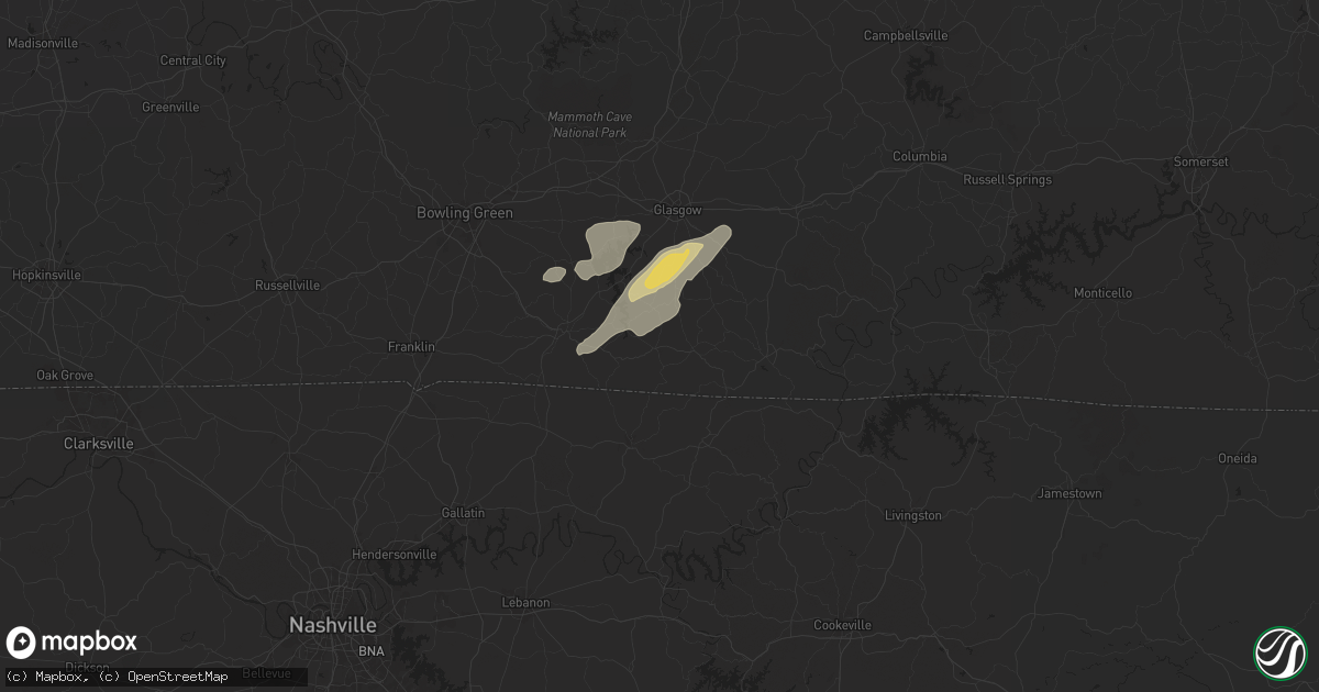 Hail map in Fountain Run, KY on July 5, 2024