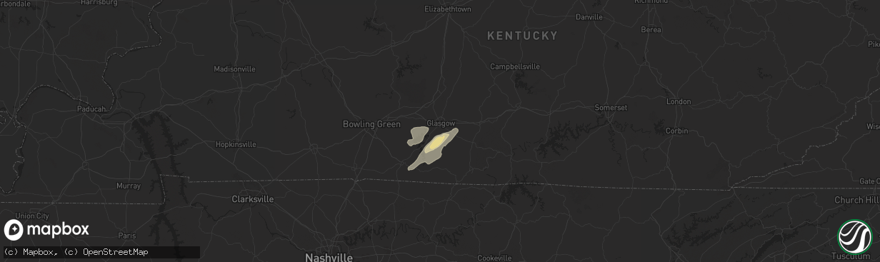 Hail map in Glasgow, KY on July 5, 2024