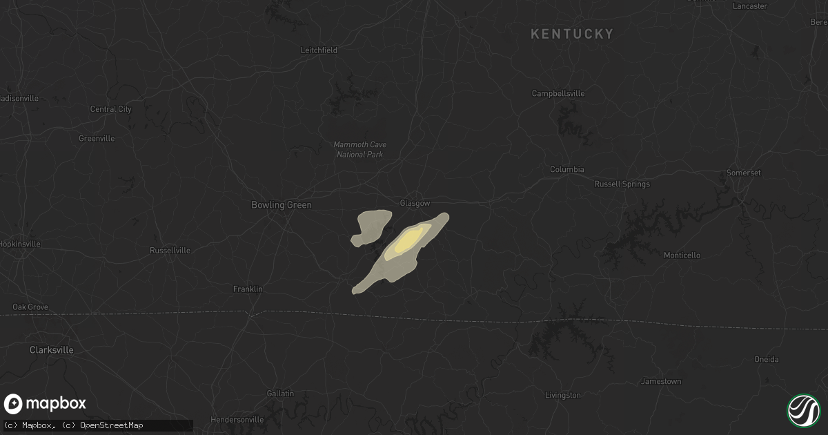 Hail map in Glasgow, KY on July 5, 2024