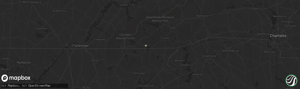 Hail map in Hayesville, NC on July 5, 2024