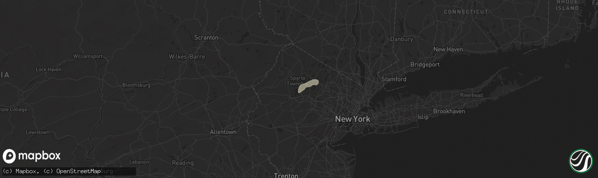 Hail map in Lake Hopatcong, NJ on July 5, 2024