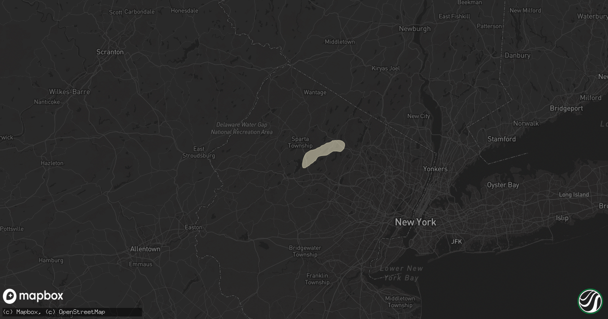 Hail map in Lake Hopatcong, NJ on July 5, 2024