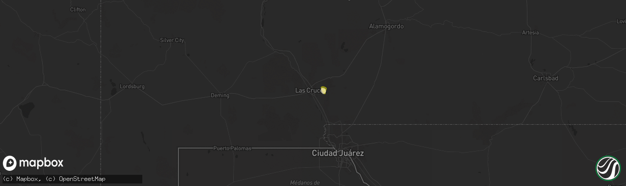 Hail map in Las Cruces, NM on July 5, 2024