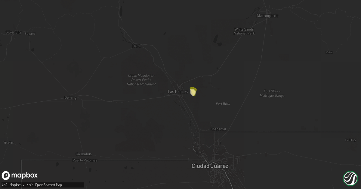 Hail map in Las Cruces, NM on July 5, 2024