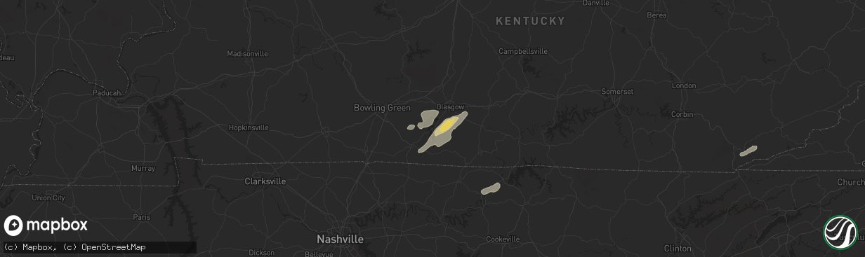 Hail map in Lucas, KY on July 5, 2024