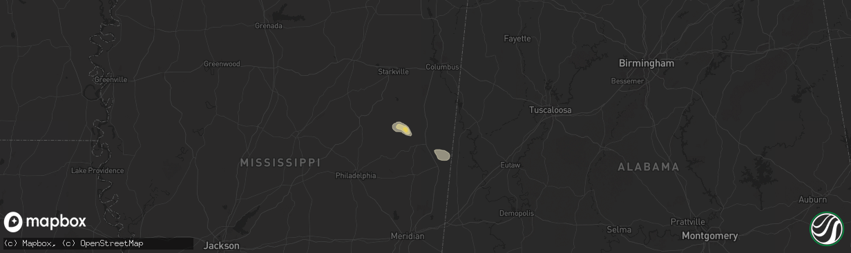 Hail map in Macon, MS on July 5, 2024