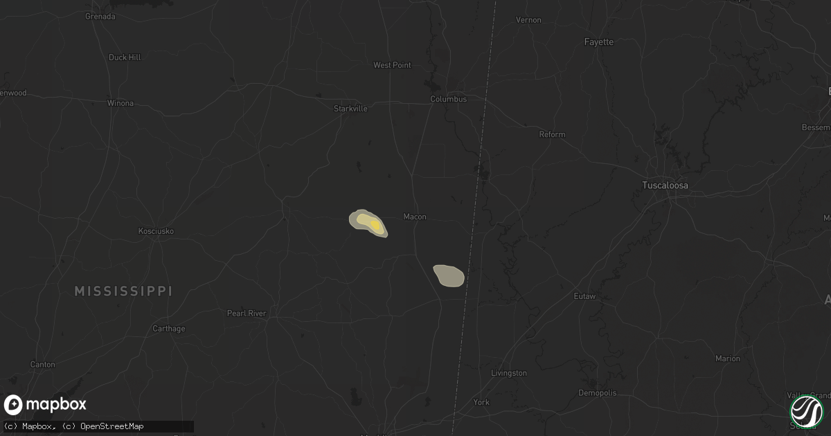 Hail map in Macon, MS on July 5, 2024