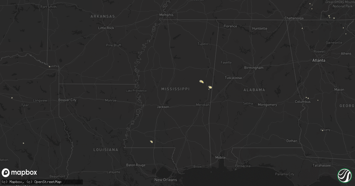 Hail map in Mississippi on July 5, 2024