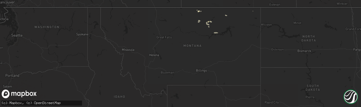 Hail map in Montana on July 5, 2024