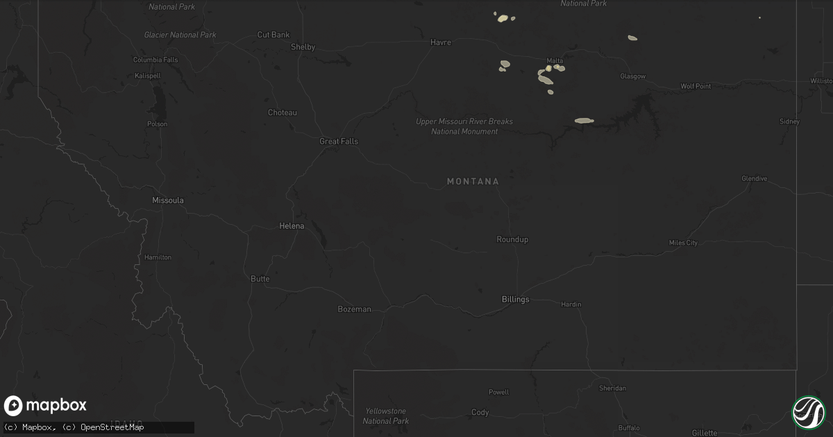 Hail map in Montana on July 5, 2024