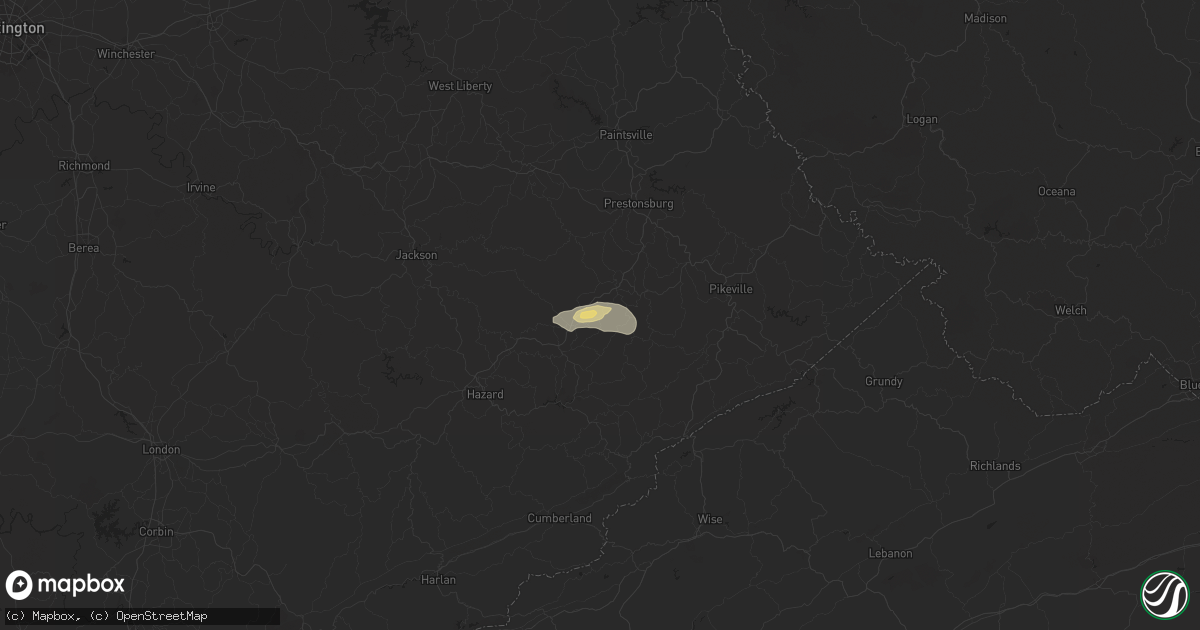 Hail map in Mousie, KY on July 5, 2024