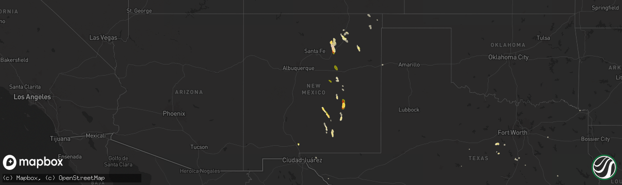 Hail map in New Mexico on July 5, 2024