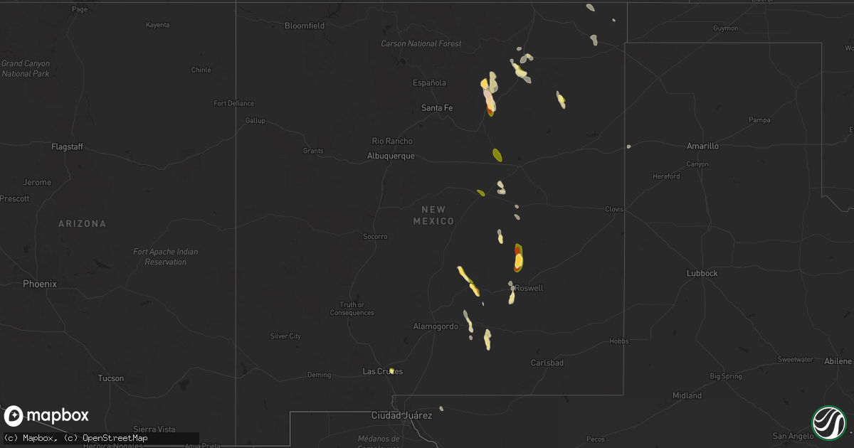 Hail map in New Mexico on July 5, 2024