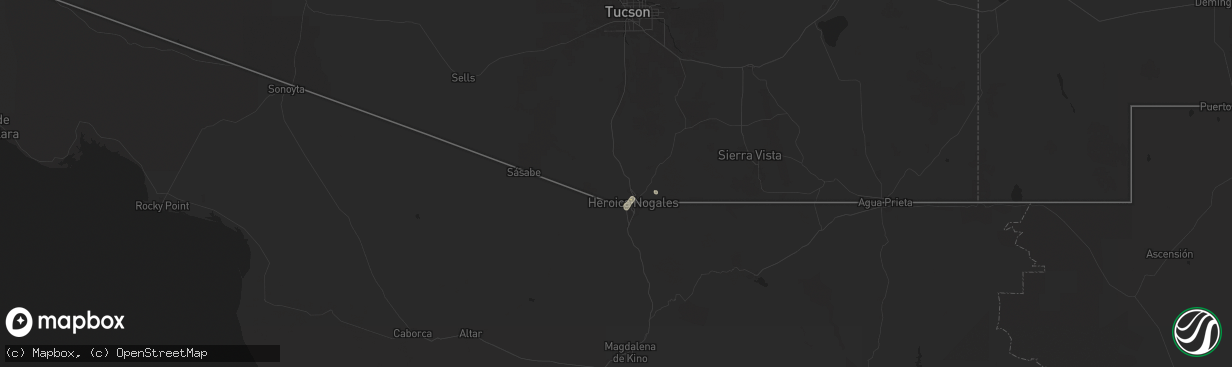 Hail map in Nogales, AZ on July 5, 2024