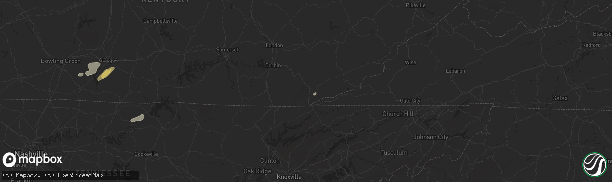 Hail map in Pineville, KY on July 5, 2024