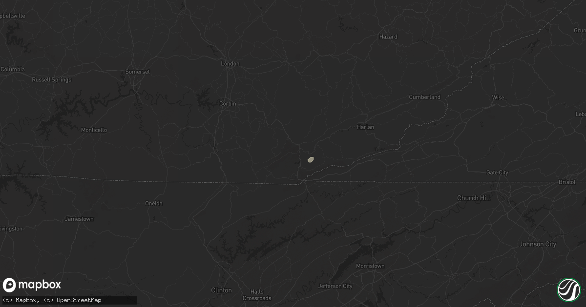 Hail map in Pineville, KY on July 5, 2024