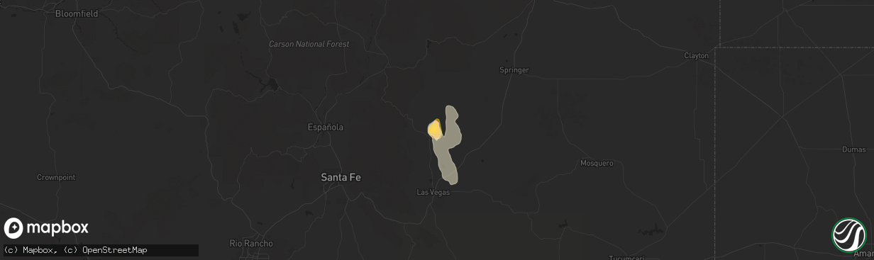 Hail map in Rainsville, NM on July 5, 2024