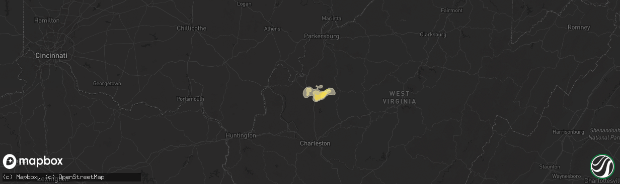 Hail map in Ripley, WV on July 5, 2024