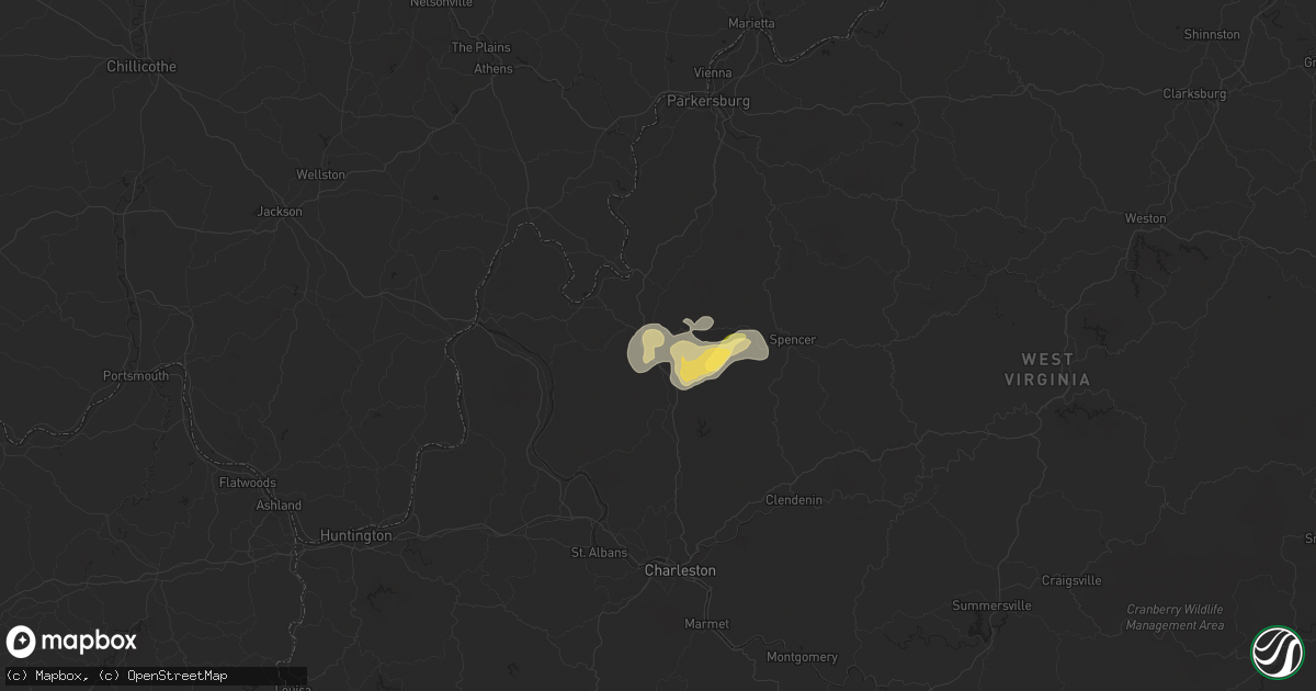 Hail map in Ripley, WV on July 5, 2024