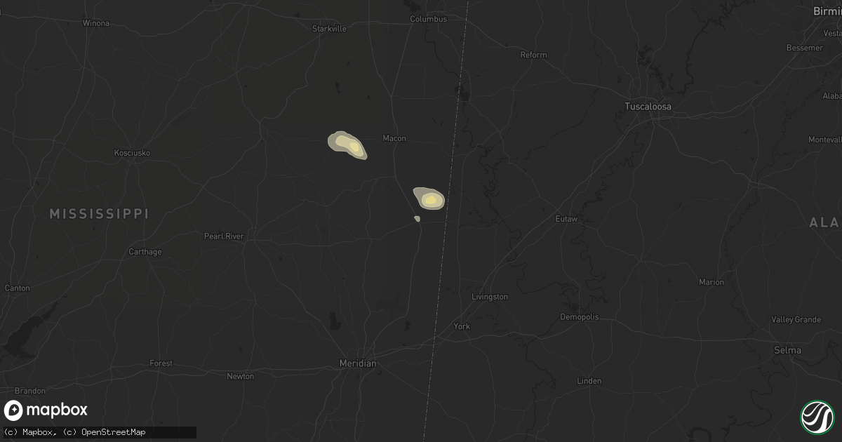 Hail map in Scooba, MS on July 5, 2024