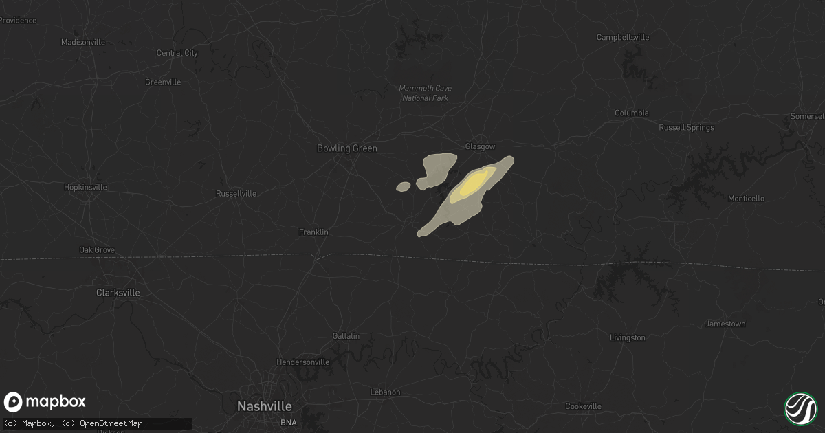Hail map in Scottsville, KY on July 5, 2024