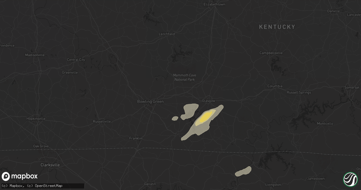 Hail map in Smiths Grove, KY on July 5, 2024
