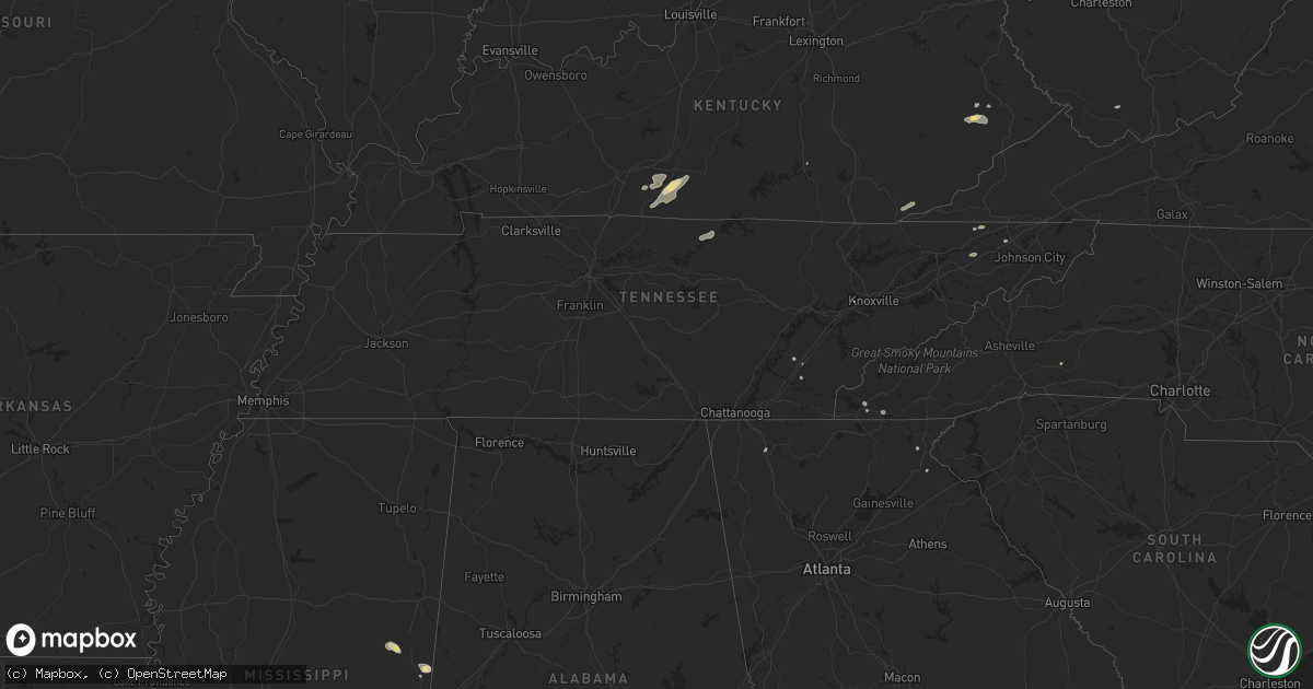 Hail map in Tennessee on July 5, 2024