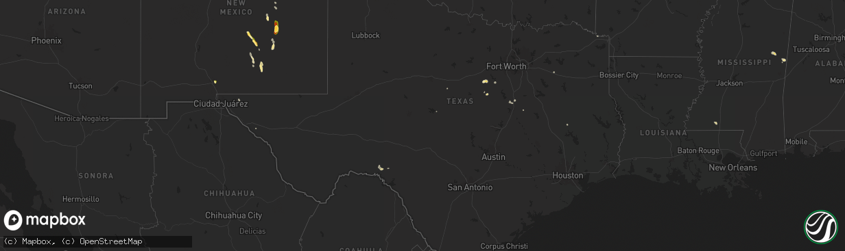 Hail map in Texas on July 5, 2024