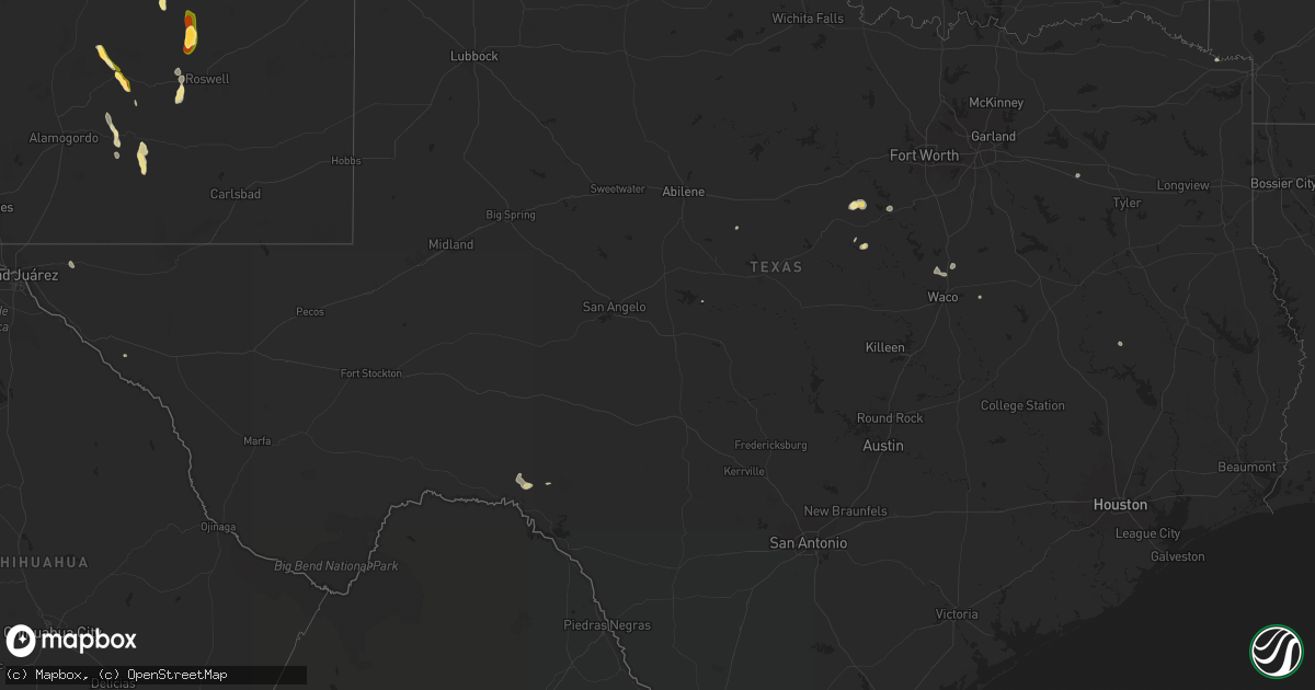 Hail map in Texas on July 5, 2024