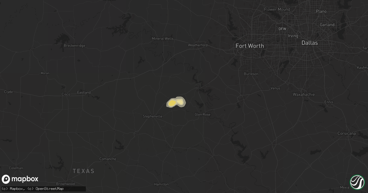 Hail map in Tolar, TX on July 5, 2024
