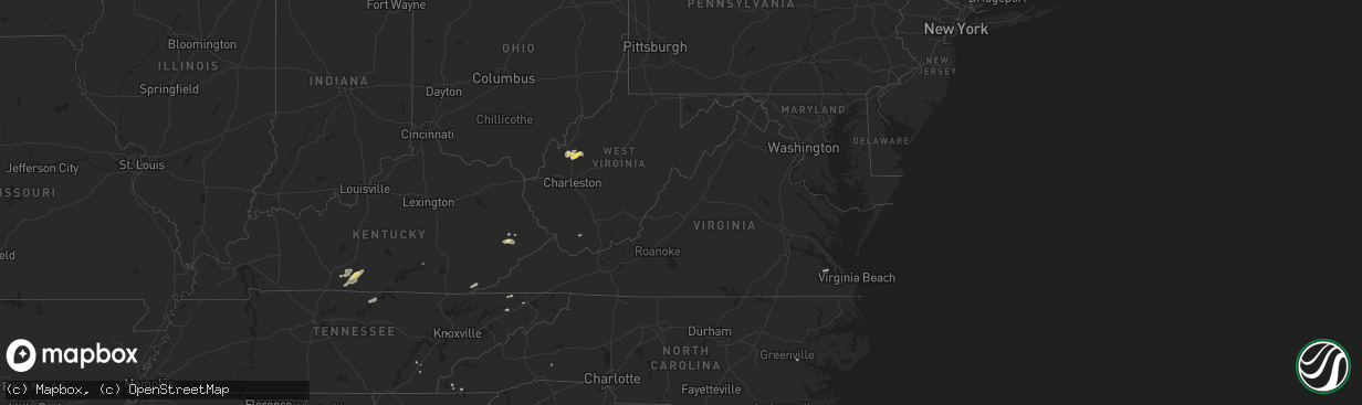 Hail map in Virginia on July 5, 2024