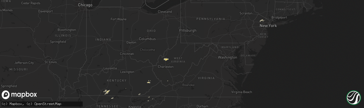 Hail map in West Virginia on July 5, 2024