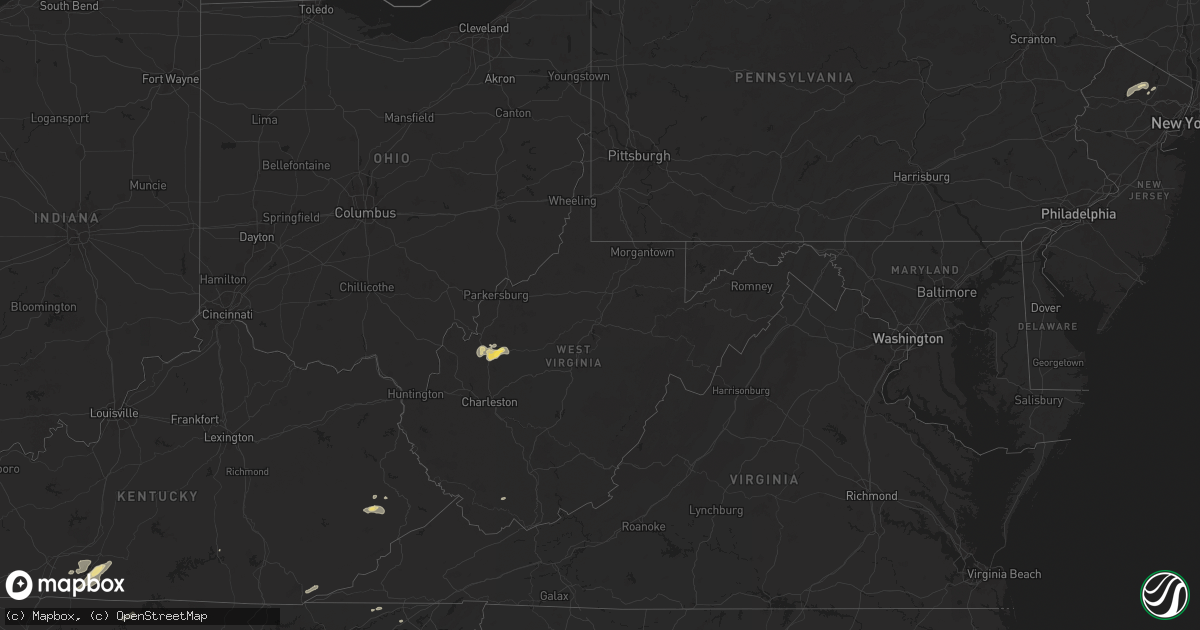 Hail map in West Virginia on July 5, 2024