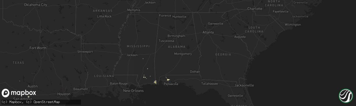 Hail map in Alabama on July 5, 2025