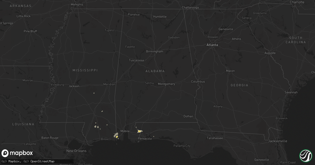 Hail map in Alabama on July 5, 2025