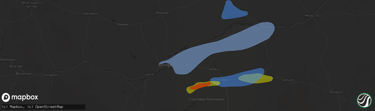 Hail map in Ballantine, MT on July 5, 2025
