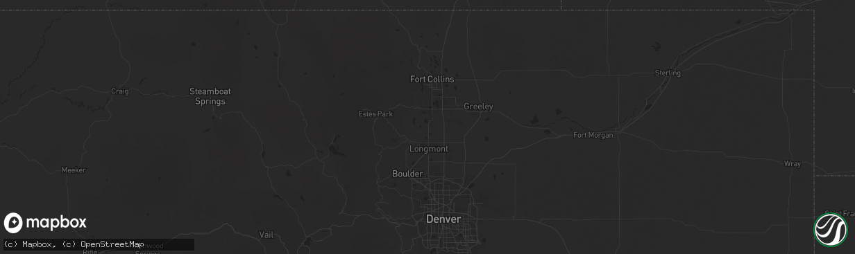 Hail map in Berthoud, CO on July 5, 2025