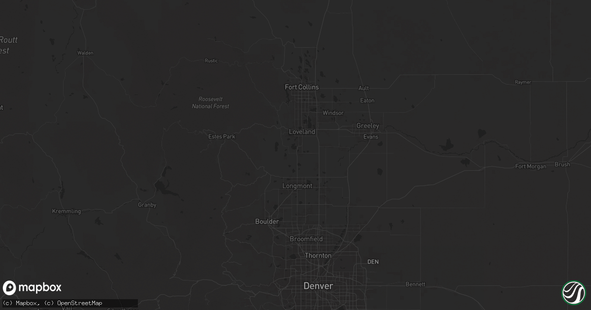 Hail map in Berthoud, CO on July 5, 2025