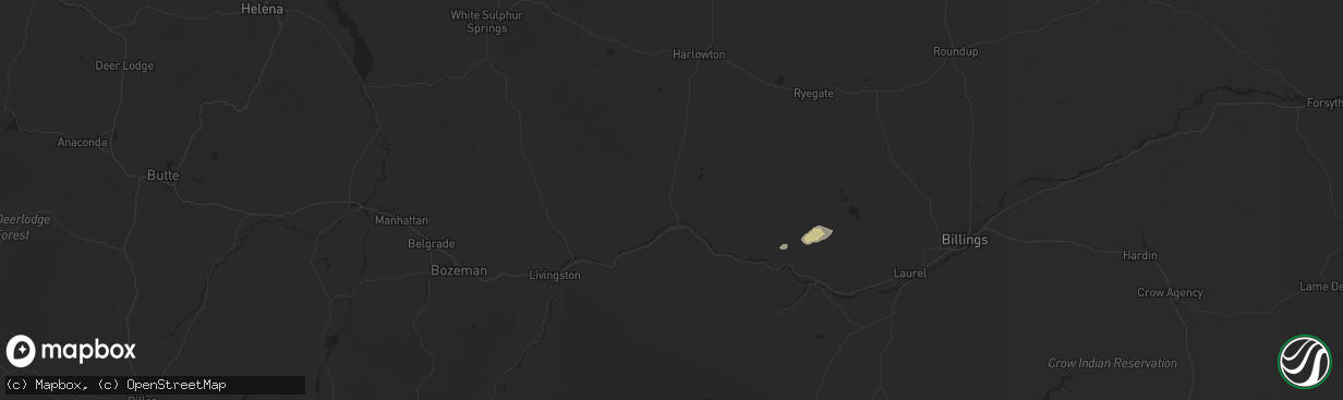 Hail map in Big Timber, MT on July 5, 2025