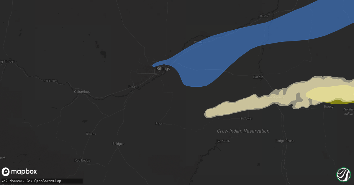 Hail map in Billings, MT on July 5, 2025