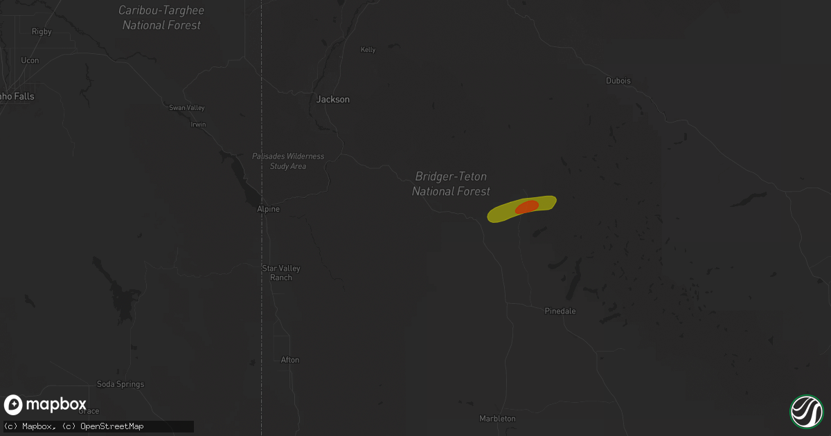 Hail map in Bondurant, WY on July 5, 2025
