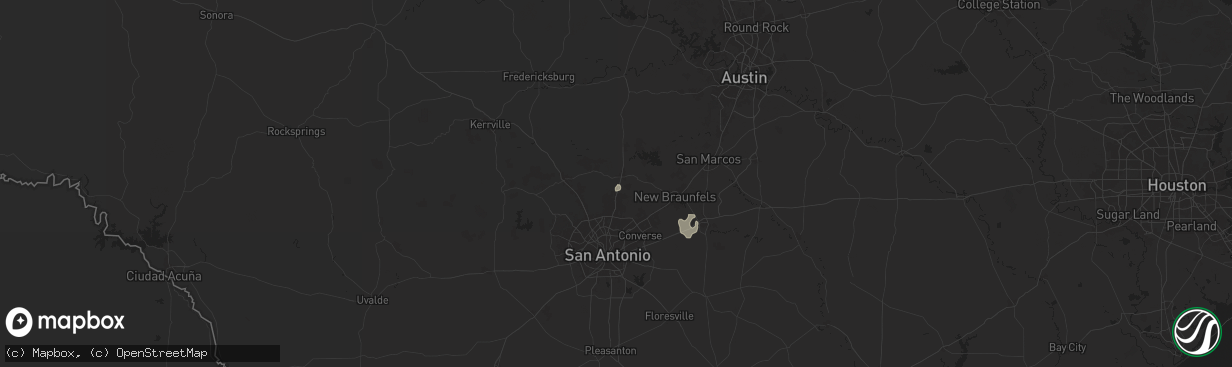 Hail map in Bulverde, TX on July 5, 2025