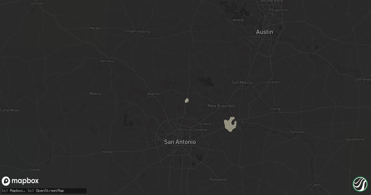 Hail map in Bulverde, TX on July 5, 2025