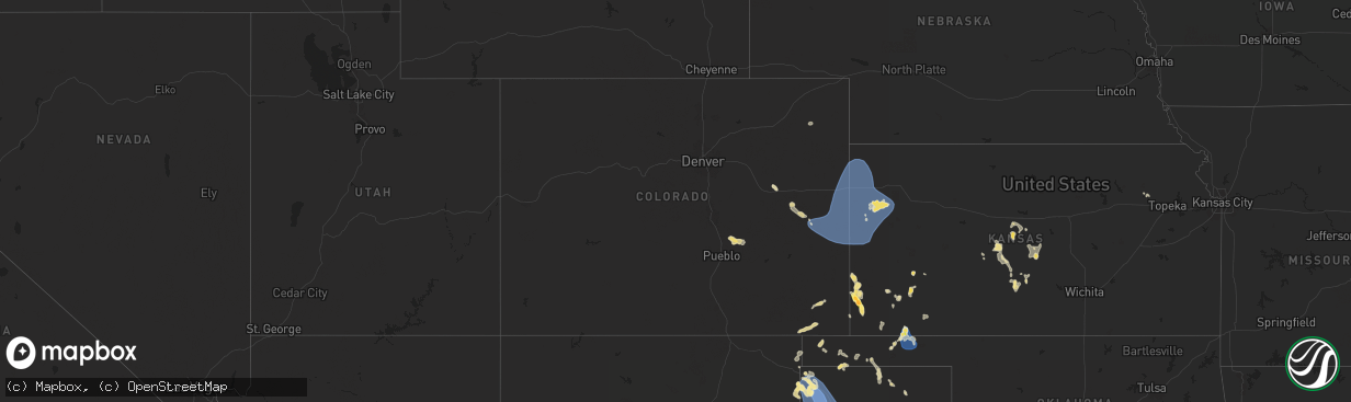 Hail map in Colorado on July 5, 2025
