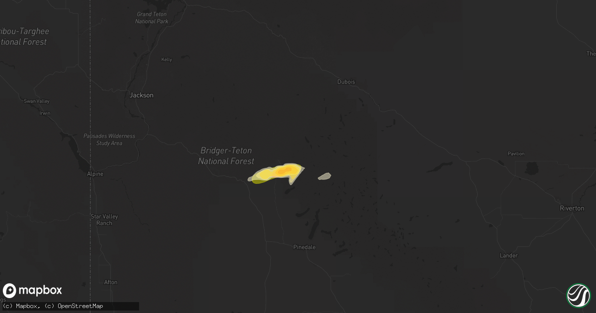 Hail map in Cora, WY on July 5, 2025